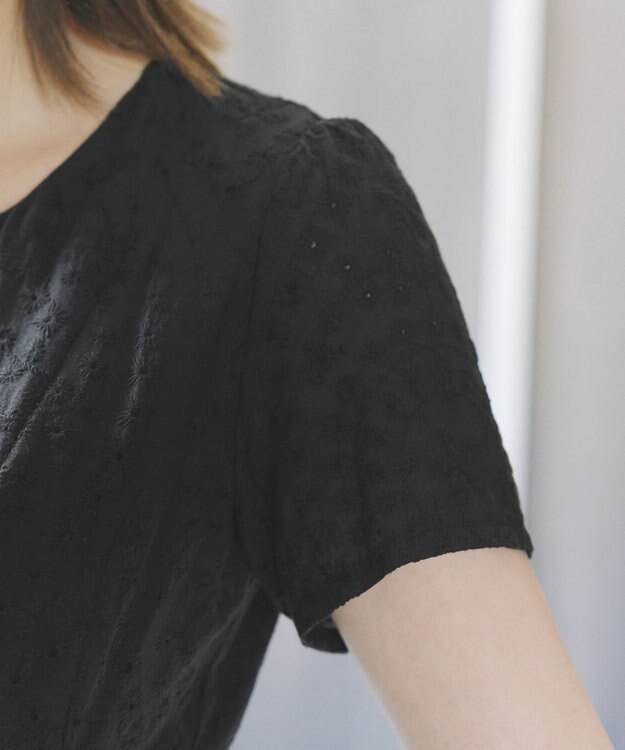 Tiaclasse 【洗える】パンチングレーススカラップワンピース ブラック