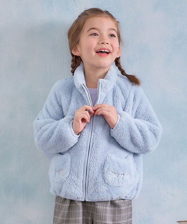 ANY KIDS ネコポケットボアブルゾン サックスブルー