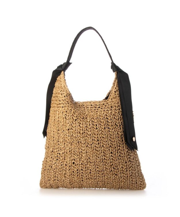 UNBILLION カシュカシュ cachecache / 下がりグログラン柄編みトートバッグ ブラック