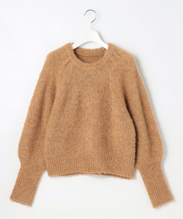 Feroux 【洗える】ブークレー ラグランニット キャメル系