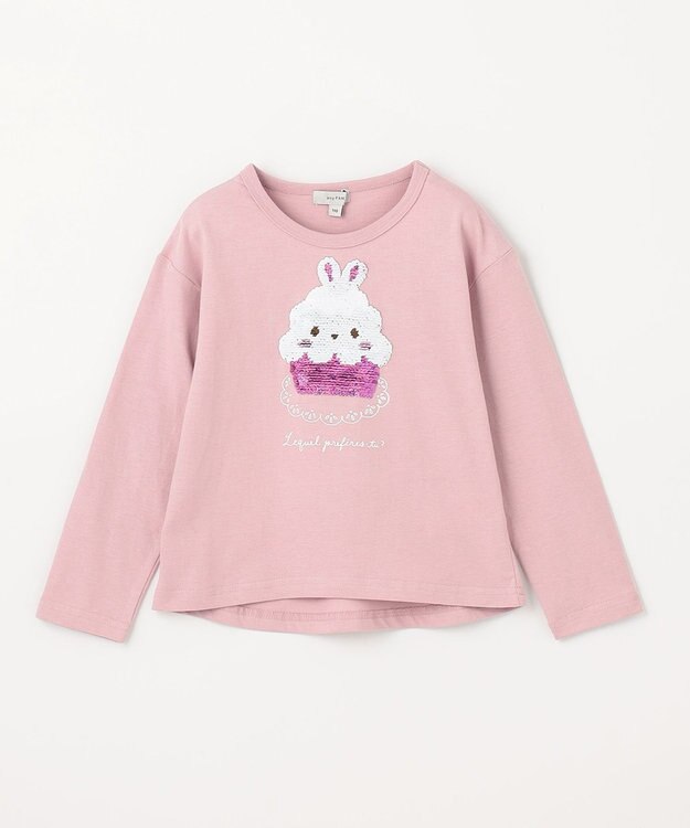 ANY KIDS ミラクルスパンコール 長袖 Ｔシャツ ピンク×ケーキ