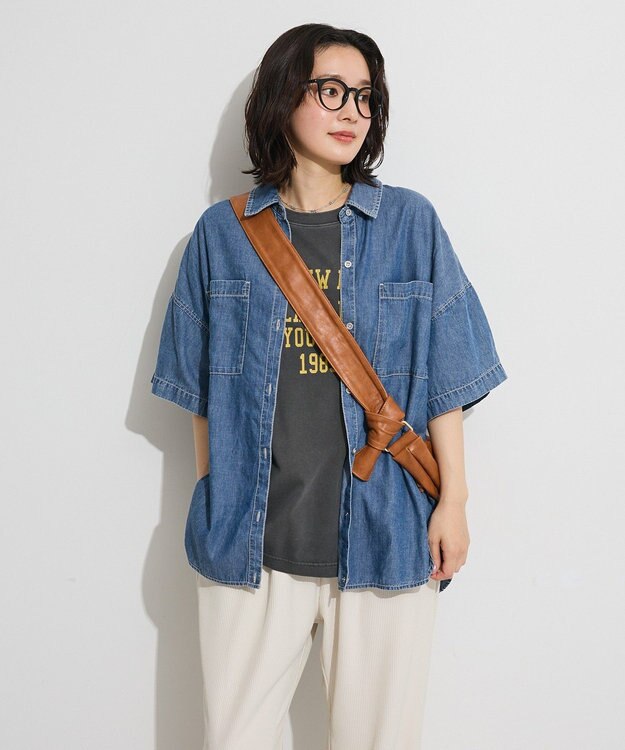 Green Parks 半袖シアーデニムシャツ Indigo