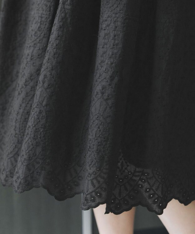 Tiaclasse 【洗える】パンチングレーススカラップワンピース ブラック