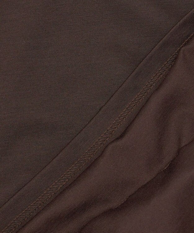 23区 L 【R(アール)】クロスフリルジャージー ランダムフリル Tシャツ ダークブラウン系