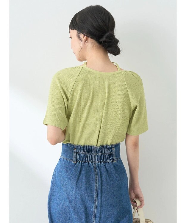 earth music&ecology ポコポコホルタープルオーバー Lime Green