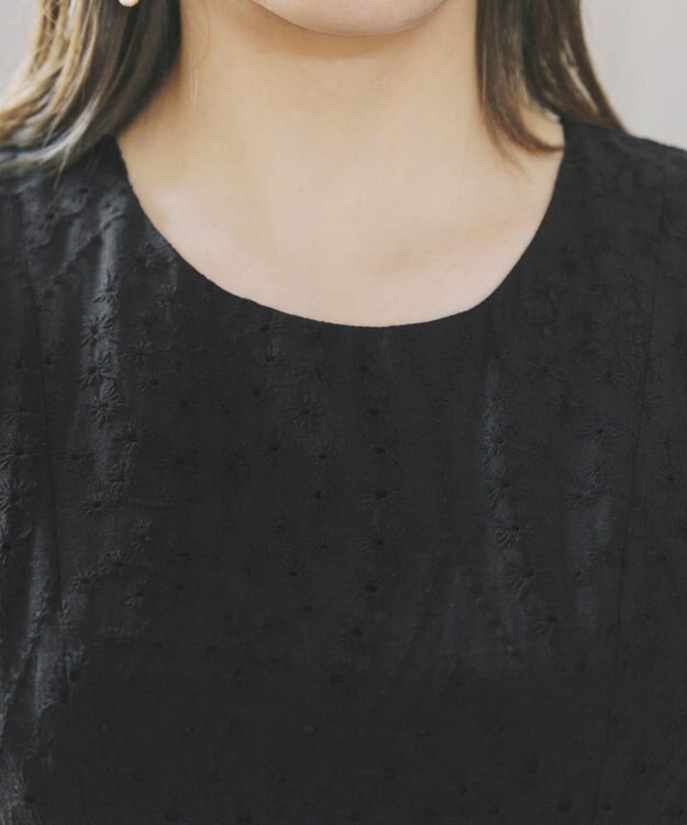 Tiaclasse 【洗える】パンチングレーススカラップワンピース ブラック