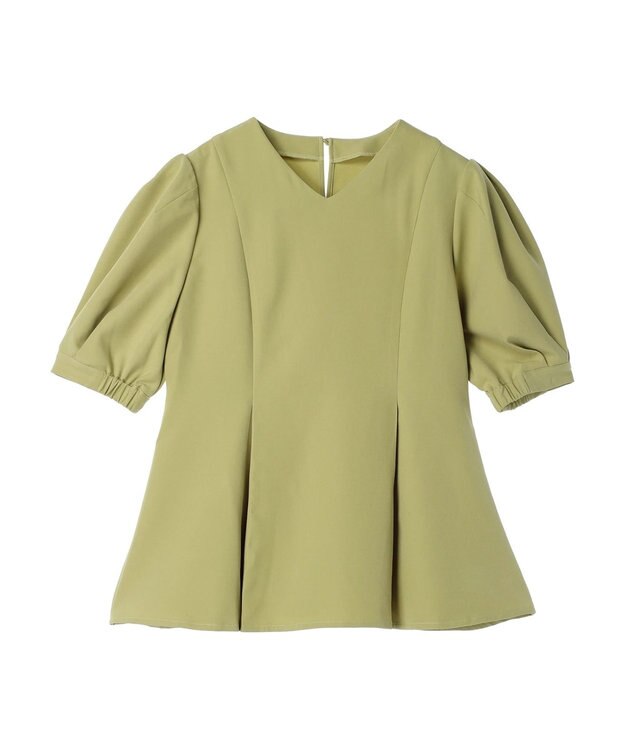 Green Parks AnriettMusee パフスリーブペプラムブラウス Lime Green