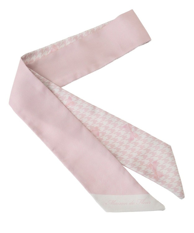 Maison de FLEUR 千鳥リボンプリントスカーフ Pink