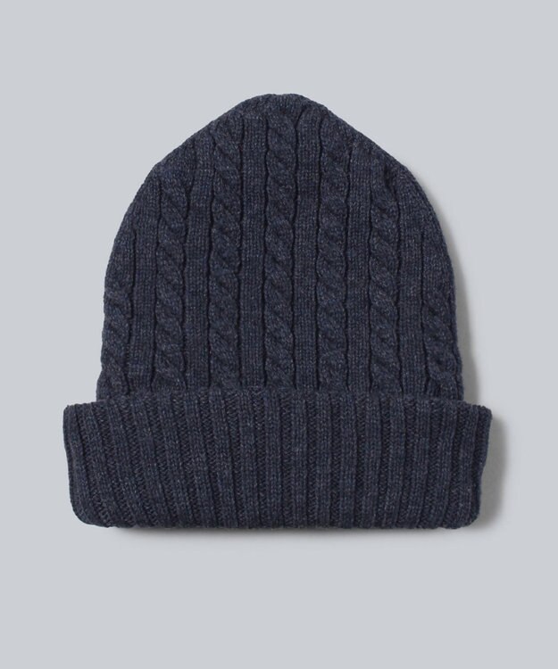 WHITE MAILS 【UNISEX】WOOL PAPER DOUBLE KNIT ケーブルビーニー ブルー