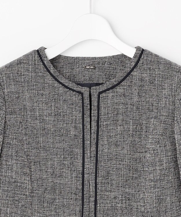 ANY SIS L ライトストレッチ ツイード ジャケット ネイビーシャンブレー