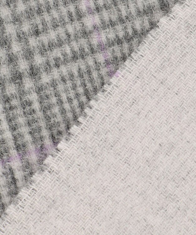 自由区 ウールカシミヤリバーシブル ストール ライトグレー系