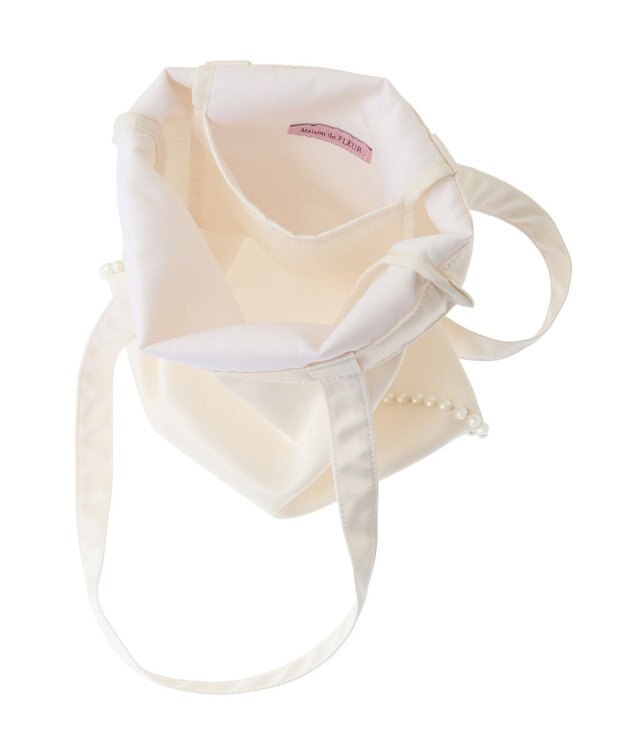 Maison de FLEUR サテンパールブレードトートバッグ Ivory