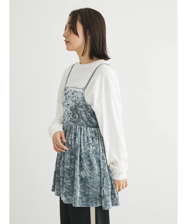 Green Parks ・ＥＬＥＮＣＡＲＥ　ＤＵＥクラッシュベロアキャミチュニック Gray