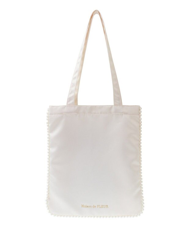 Maison de FLEUR サテンパールブレードトートバッグ Ivory