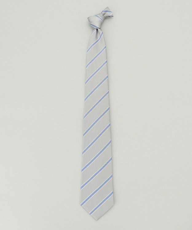 GOTAIRIKU リクルートにも【日本製】シルク ネクタイ_レジメンタル ライトグレー系1