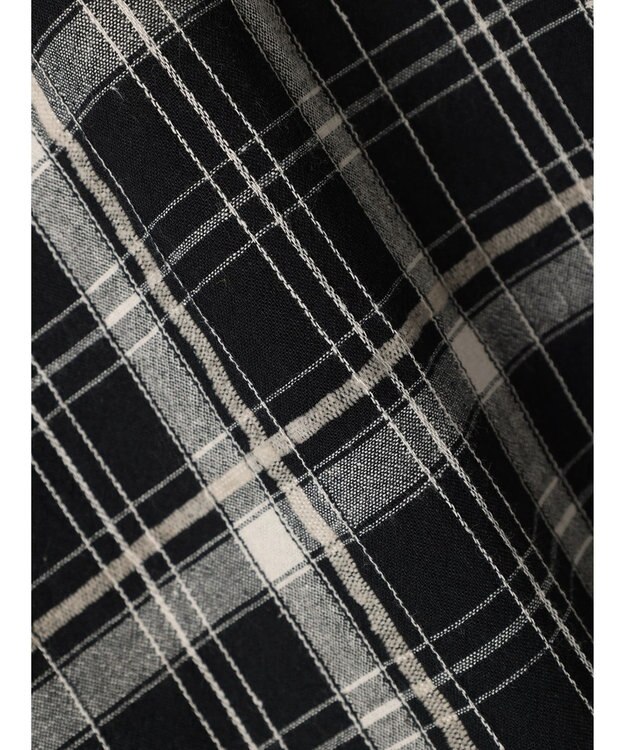 CRAFT STANDARD BOUTIQUE 先染めチェック（小）バンドカラー袖ＲＩＢ　ＯＰ Black