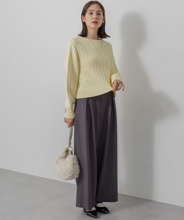 組曲 L 【加藤ローサさん着用】ラメストライプ ワイドパンツ グレー系1