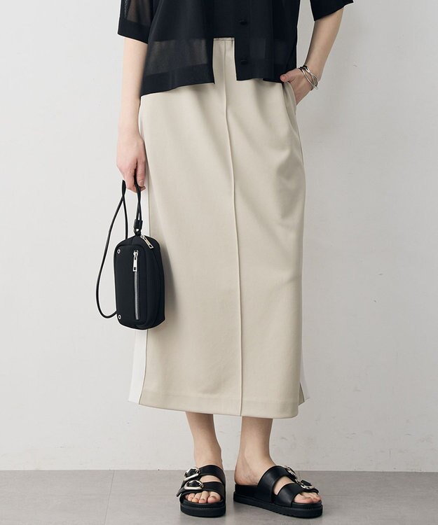 ICB L コンパクトトラックジャージー ストレートスカート ベージュ