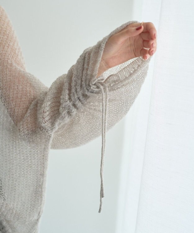 YECCA VECCA 袖シャーリングシアーニット Gray Mixture