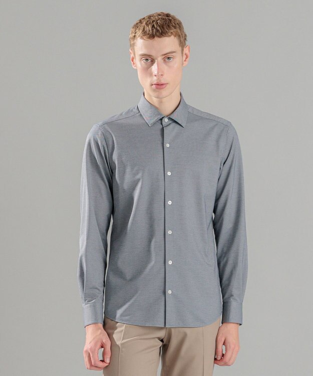 JOSEPH HOMME ハイゲージコットンジャージー 　レギュラーカラーシャツ ライトグレー系