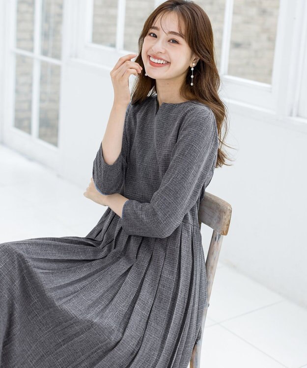 Tiaclasse 【洗える】プリーツワンピース チャコールグレー