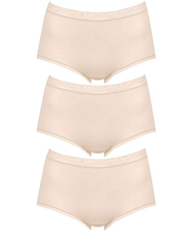 Wing ショーツ 【3枚セット】 綿混(身生地部) ここちよいフィット感 やさしい肌あたり 【デイリーフィットやわらかコットン】 はきこみ丈ふかめ EC3330 ウイング／ワコール ベージュ