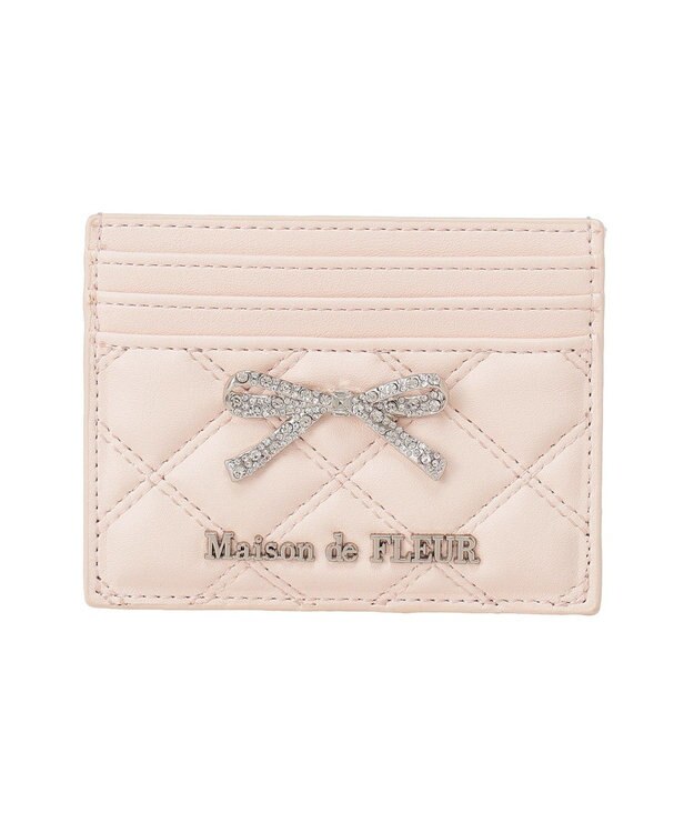 Maison de FLEUR リボンビジューキルティングカードケース Light Pink