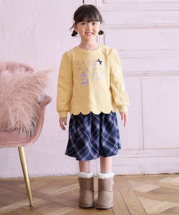 ANY KIDS チェック柄 スカパン ブルー系