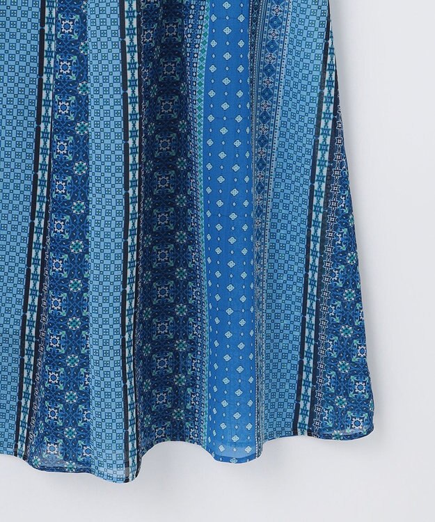 自由区 【洗える・XSサイズあり】オリエンタルモザイクプリント ワンピース スカイブルー系5