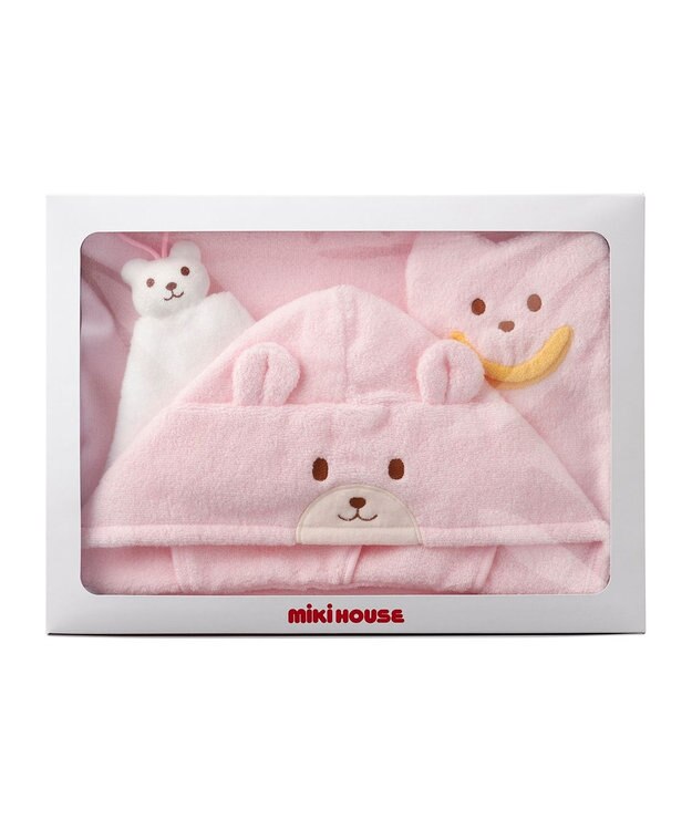 MIKI HOUSE HOT BISCUITS 【ミキハウス】 無撚糸バスポンチョギフトセット【BOX付き】 ピンク