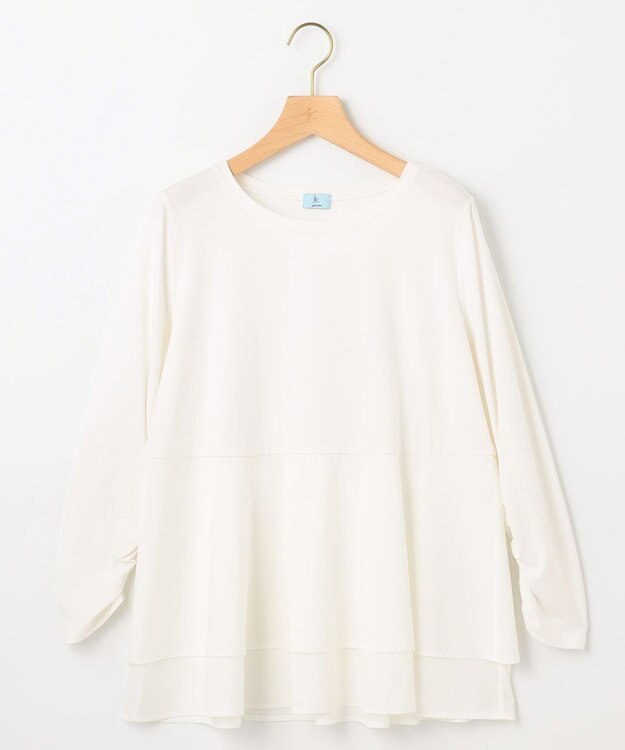 組曲 S シャツコンビティアード ロングＴシャツ アイボリー系