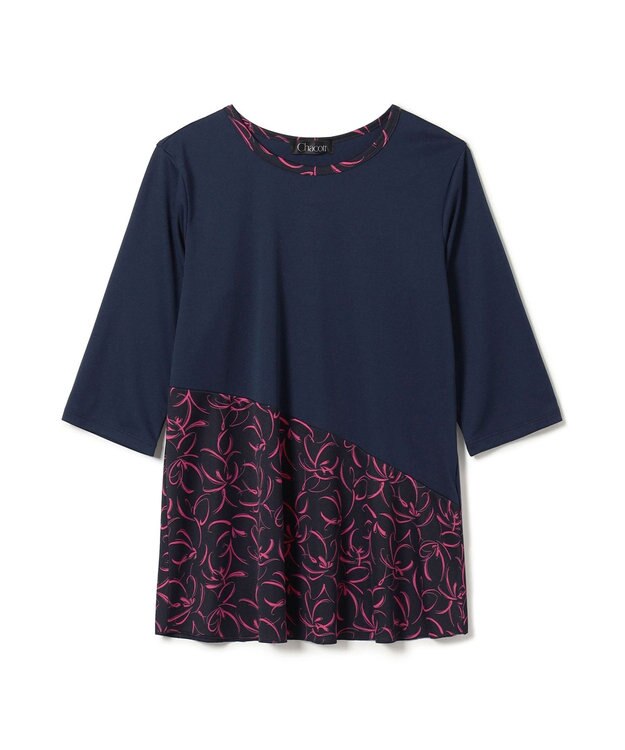 Chacott プリントコンビTシャツ ネイビー