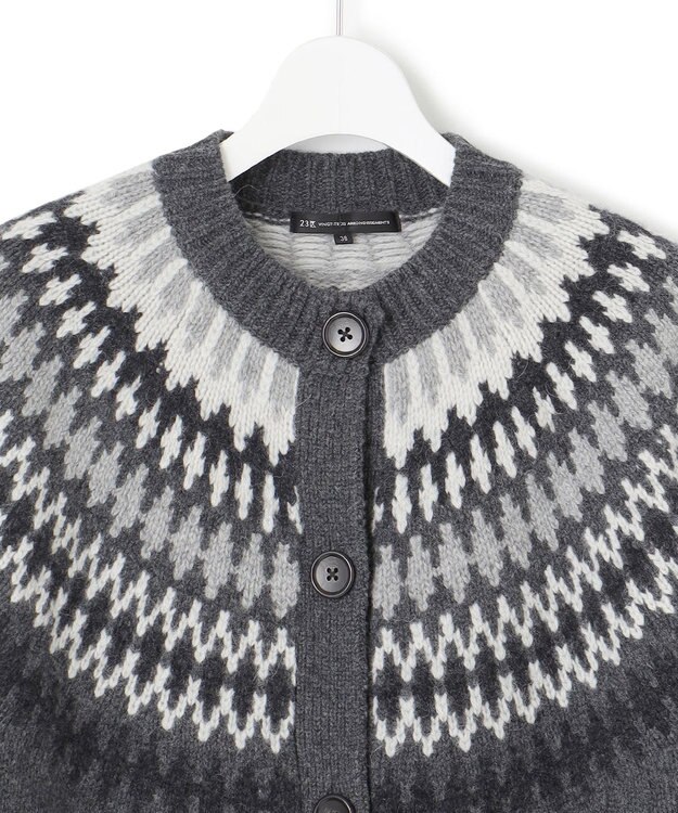 23区 フェアアイル カーディガン ライトグレー系