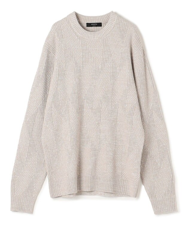 JOSEPH HOMME 新柄【洗える】シルクバルキー  クルーネックニット ベージュ系