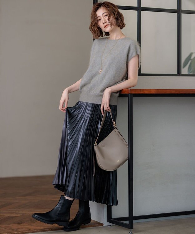 23区 【Oggi10月号掲載/洗える】カシミヤミックスファー ニット モカグレー