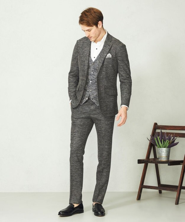 JOSEPH ABBOUD 【キングサイズ・清涼感/軽い/洗える】 スラブギマニットベスト ブラック系