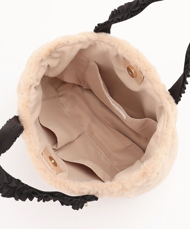 ANY SIS フリルハンドルフェイクファー バッグ アイボリー