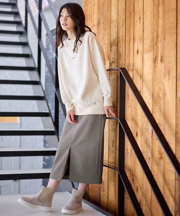 ANY 【洗濯機可】裏起毛スウェットハイネックプルオーバー エクリュ