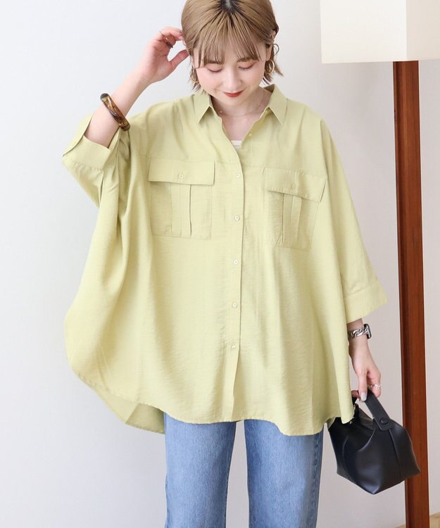 AMERICAN HOLIC 【WEB限定】接触冷感Wポケットシャツチュニック Khaki