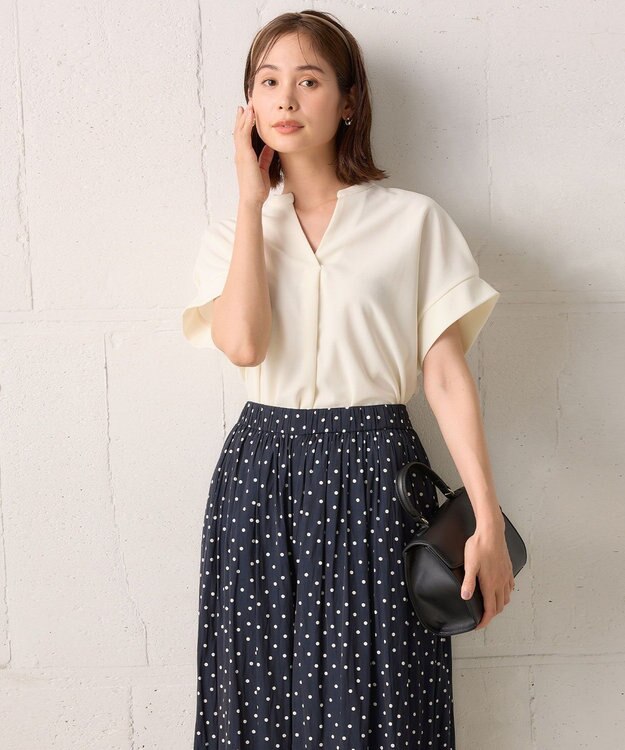 組曲 【WEB限定】ライトジョーゼットスキッパー ブラウス アイボリー系