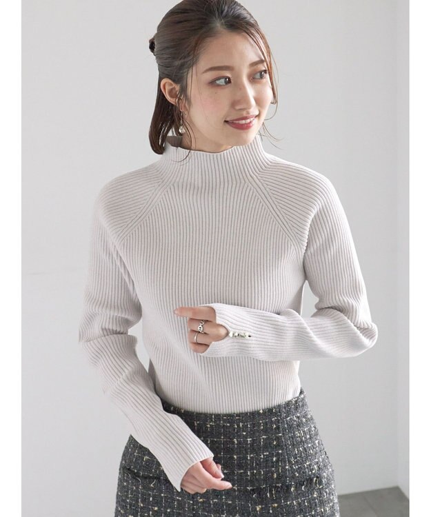 Te chichi モールリブスタンドネックニット オフホワイト