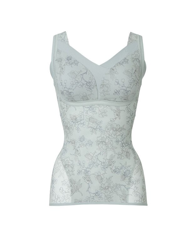 BRADELIS New York 【Yukine inc. 】ゆきねえモアソフト快適フルカップブラキャミ23 接触冷感 速乾 蒸れにくい フローラルミントグレー