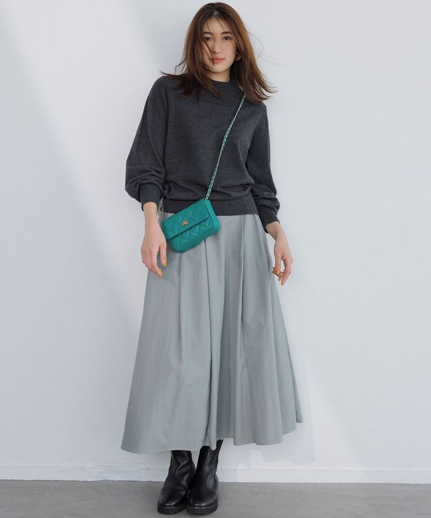 23区 S 【洗える】セミウーステッドウール パフスリーブ ニット チャコールグレー系