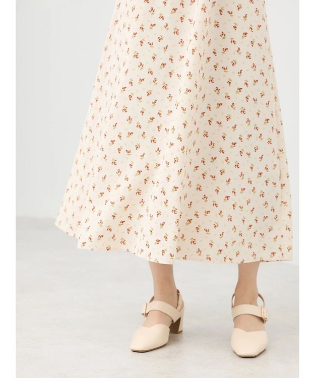 earth music&ecology フロントギャザーフラワーワンピース Beige