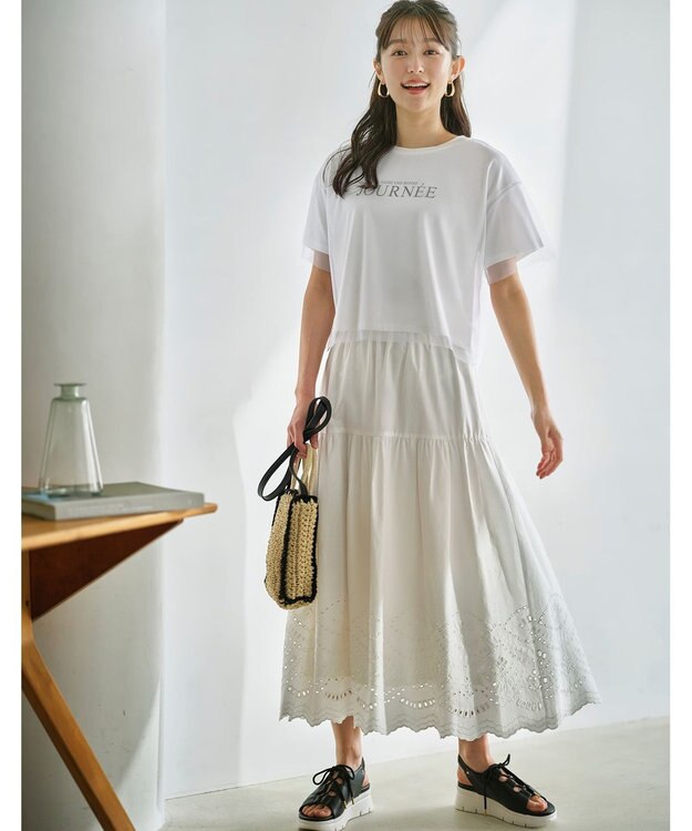 ANY SIS 【洗える】スカラヘムティアード スカート オフ