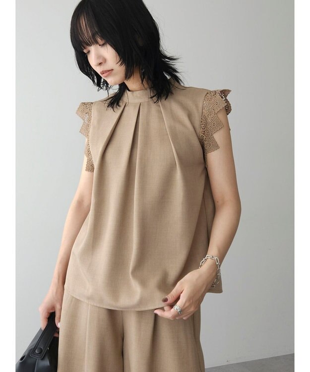 Green Parks ・ＥＬＥＮＣＡＲＥ　ＤＵＥ　リネンライクレースブラウス Mocha