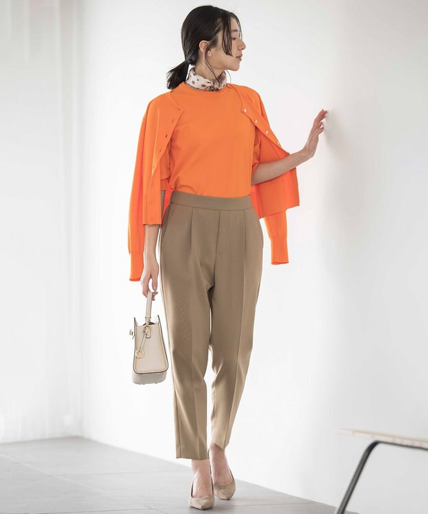 組曲 【UVケア・接触冷感】MINA ニットカーディガン オレンジ系