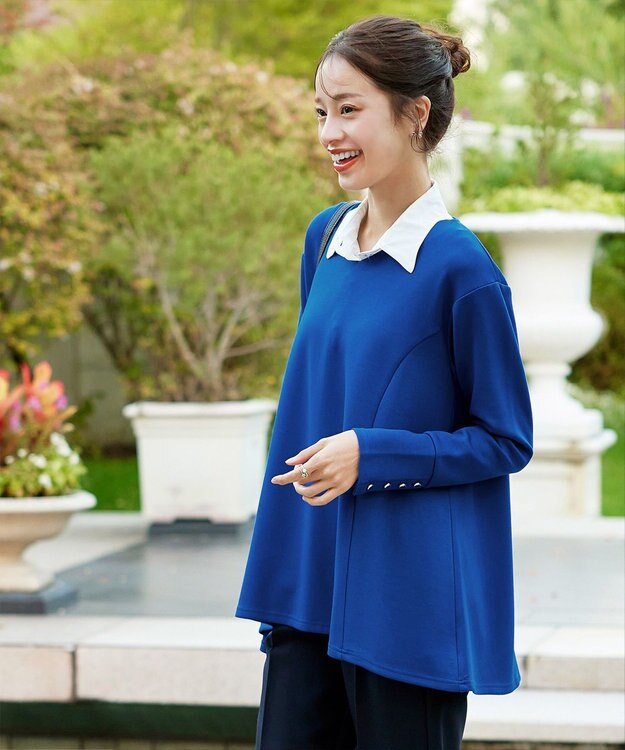 Tiaclasse 【洗える】【ふわもち美すふれ】フレアシルエットカットソー ブルー