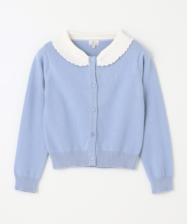 組曲 KIDS 【110-140㎝】リボンカラー カーディガン サックスブルー系