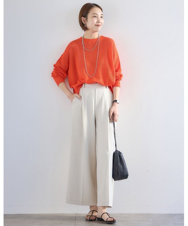 UNFILO 【11サイズ展開】 BEAUTY MOVE タックワイドパンツ アイボリー